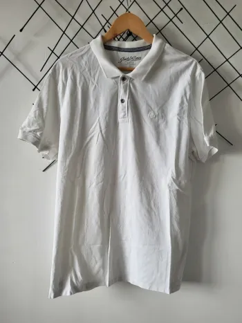 Polo blanc uni Jack&Jones XL slim fit
