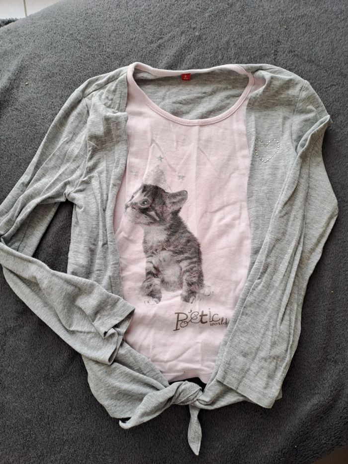 T shirt gilet chat 8 ans