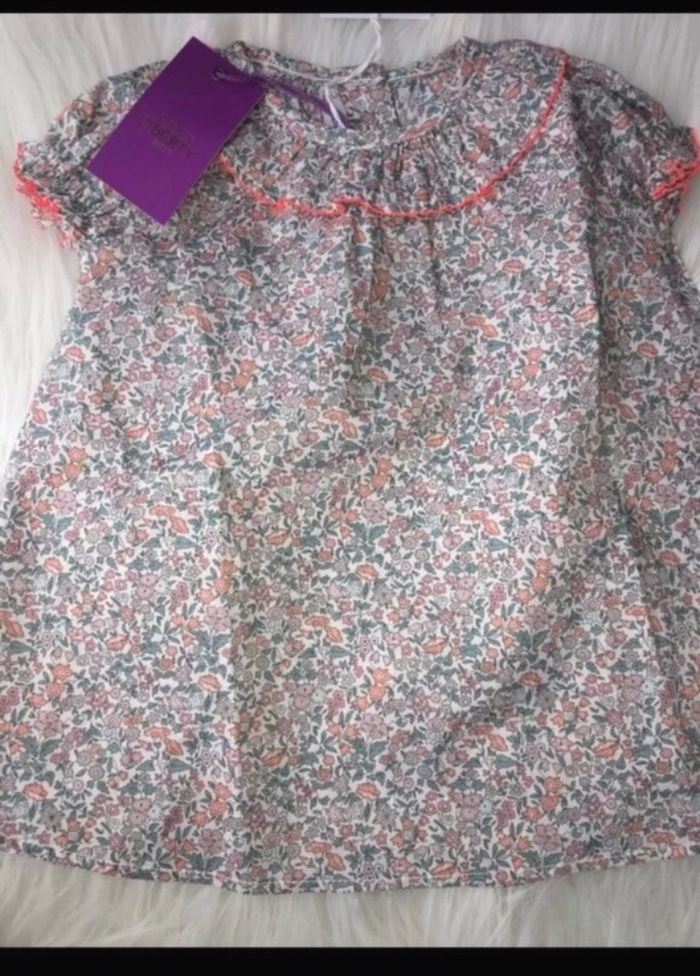Joli ensemble robe bloomer 12 mois Liberty Neuf - photo numéro 2