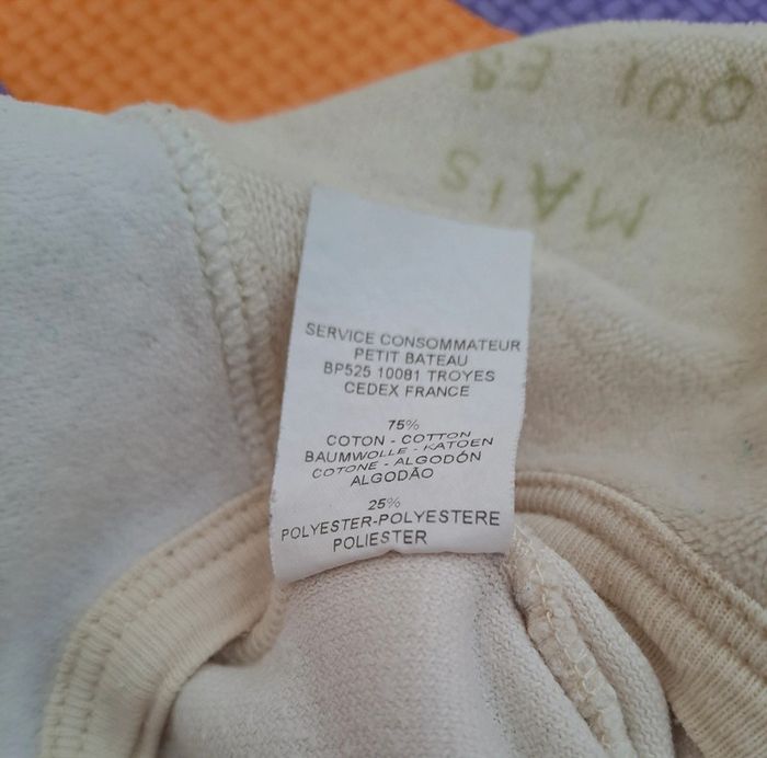 Pyjama grenouillère 1 pièce jaune lapin poule, petit bateau, taille 3 mois (60 cm) - photo numéro 4