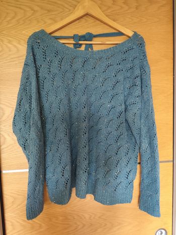 Pull bleu canard fil doré