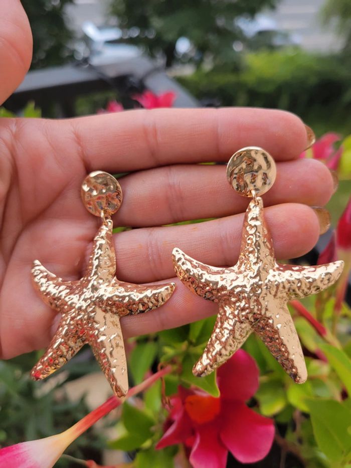 Boucles d'oreilles étoile de mer dorée - photo numéro 3