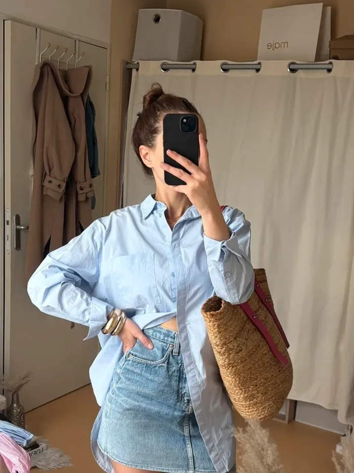 Chemise bleu ciel mango - photo numéro 3