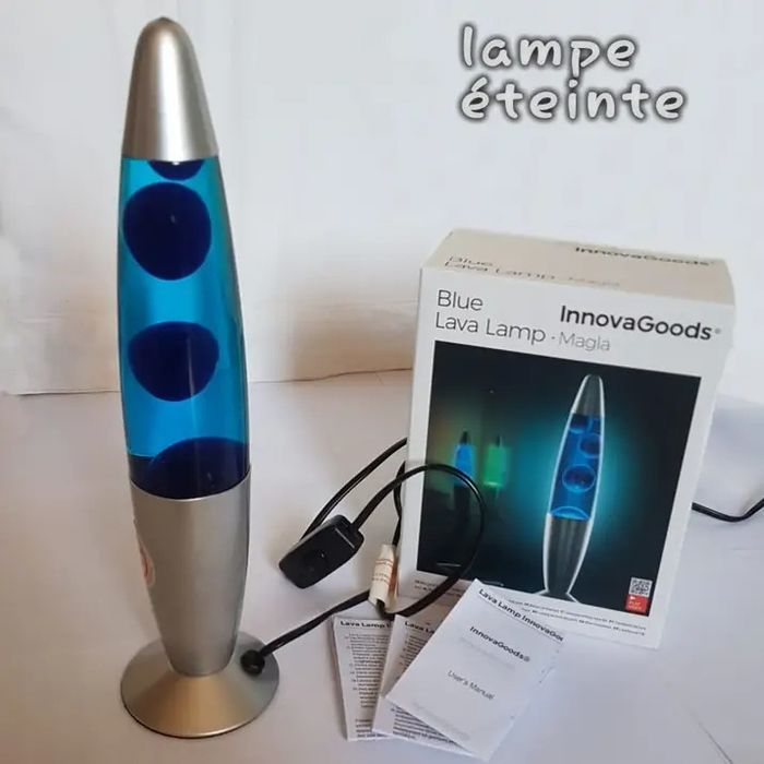 Lampe argenté, lave bleu-violet, NEUF - photo numéro 4