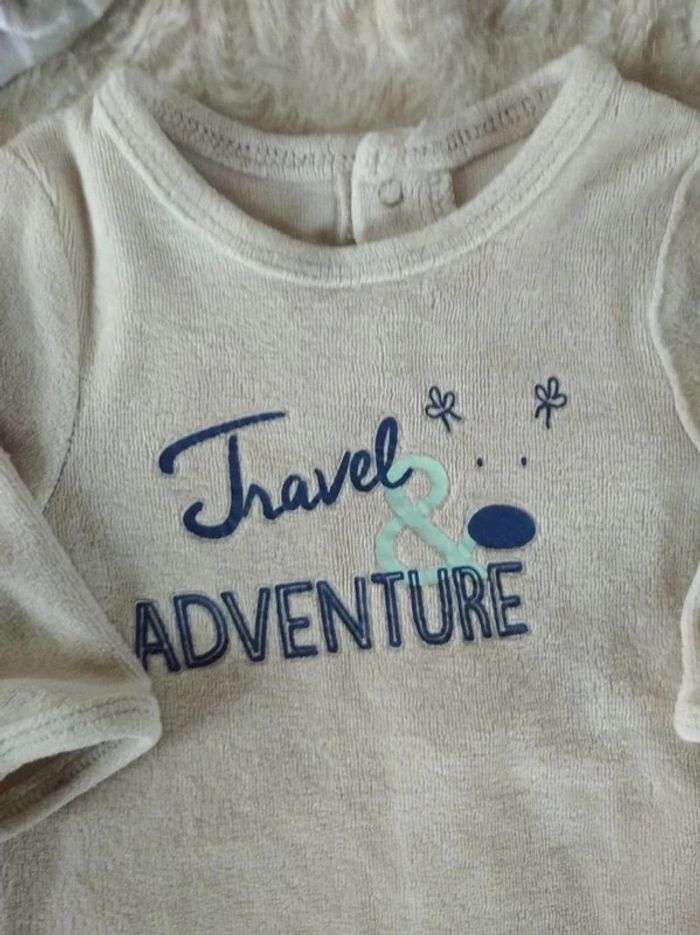 Pyjama grenouillère velours Mixte 1 mois "Travel & Adventure" Vertbaudet - photo numéro 4