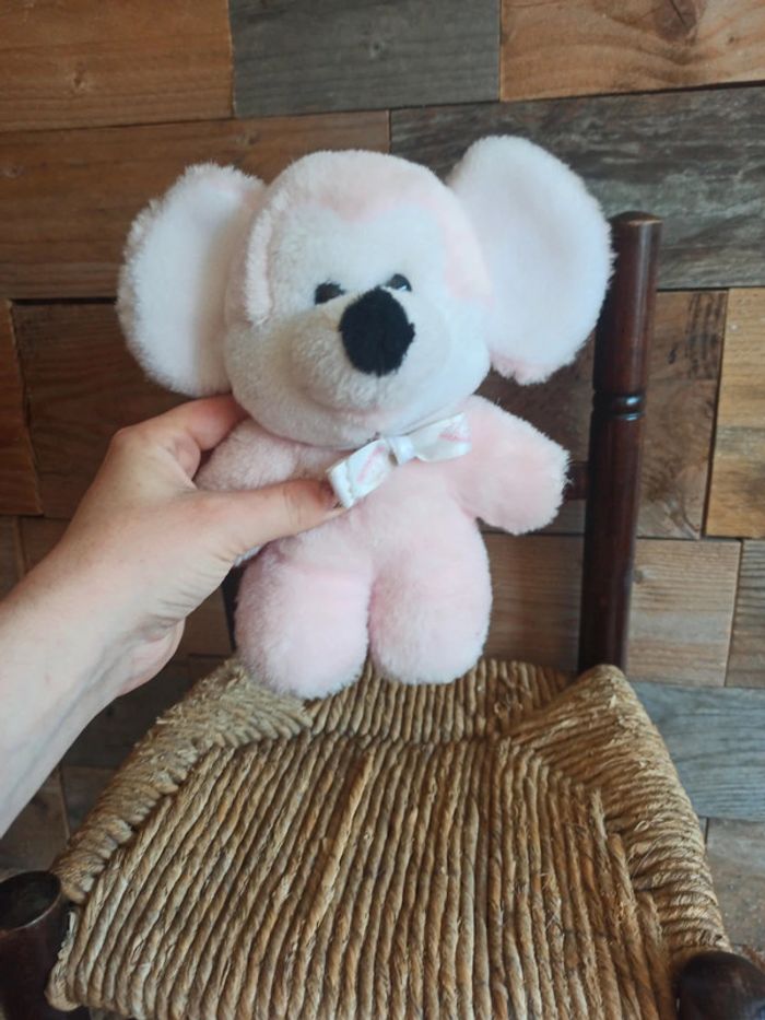 peluche souris rose hochet Nounours vintage tbe - photo numéro 5