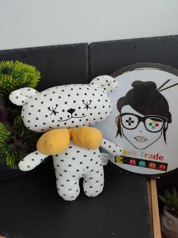 peluche Doudou ours blanc pois noir Ma premiére box noeud jaune Étoile DD002010