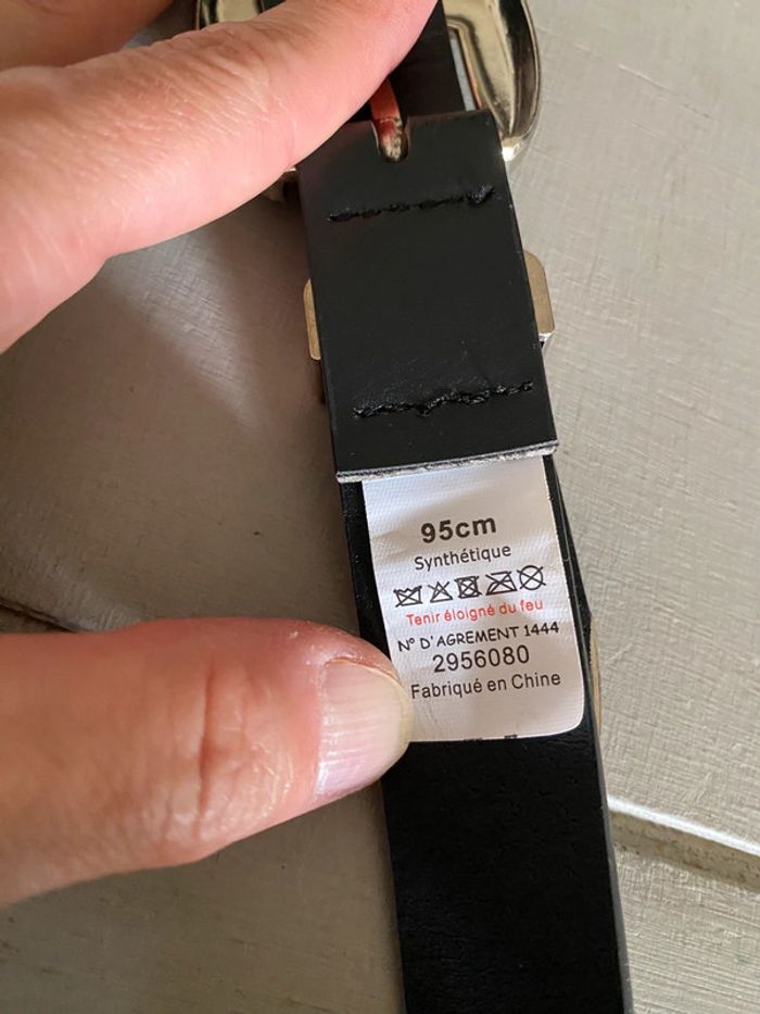 Ceinture femme double boucle noire et argentée - photo numéro 3