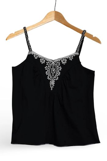 Top court dentelle brodée noir et blanc Mystic Taille 3