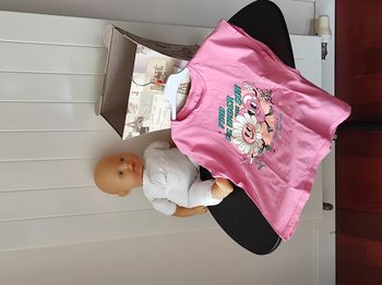 T-shirt MC Fille 7 ans – Motif Fleur & Texte – Rose/Multicolore