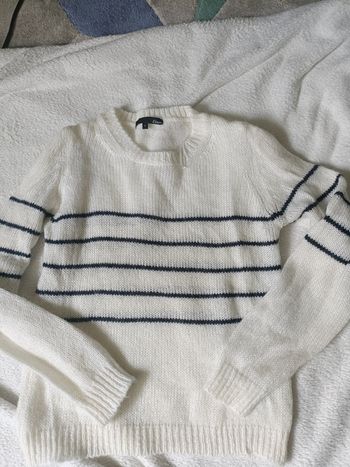 Pull rayé écru / beu marine  Etam taille S