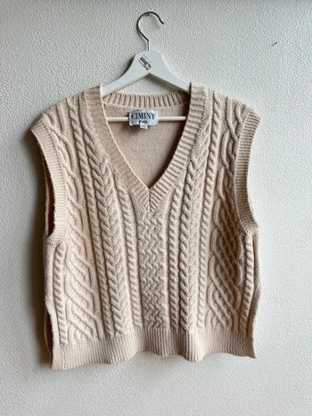 Pull sans manches beige