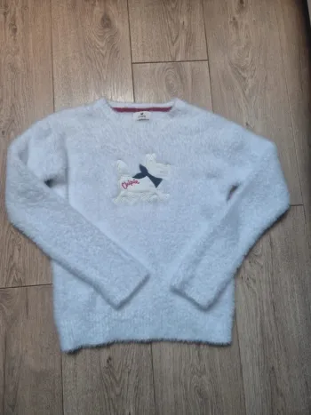 Pull à poils tout doux "chipie" blanc 12 ans