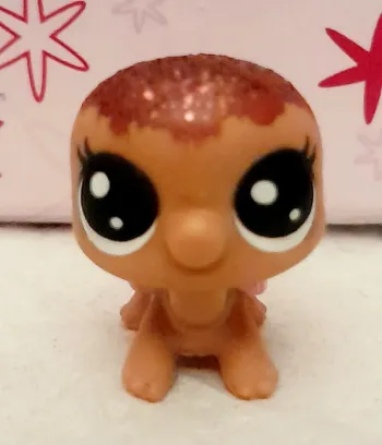 Mini Figurine Littlest Pet Shop Tortue marron et rose avec des paillettes