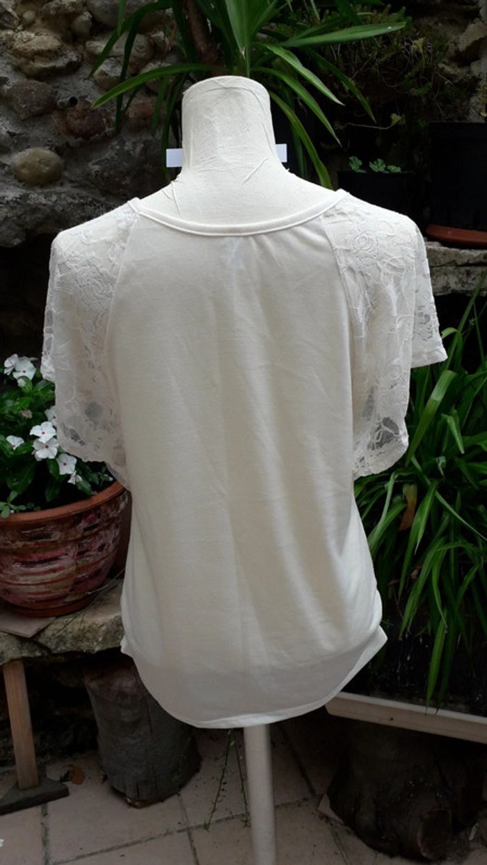 Tee-shirt imprimé manches dentelle - photo numéro 4