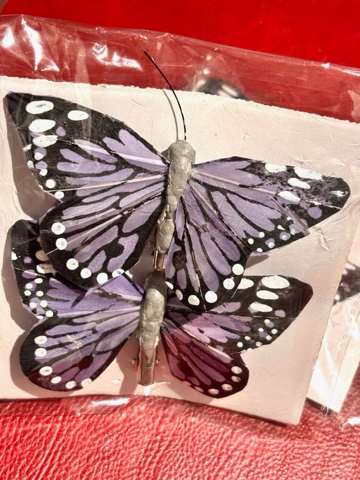 Lot 6 papillons à pinces grises, jaune et orange - photo numéro 5