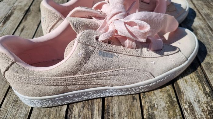 Baskets sneakers Puma rose cuir rose 39 état comme neuf