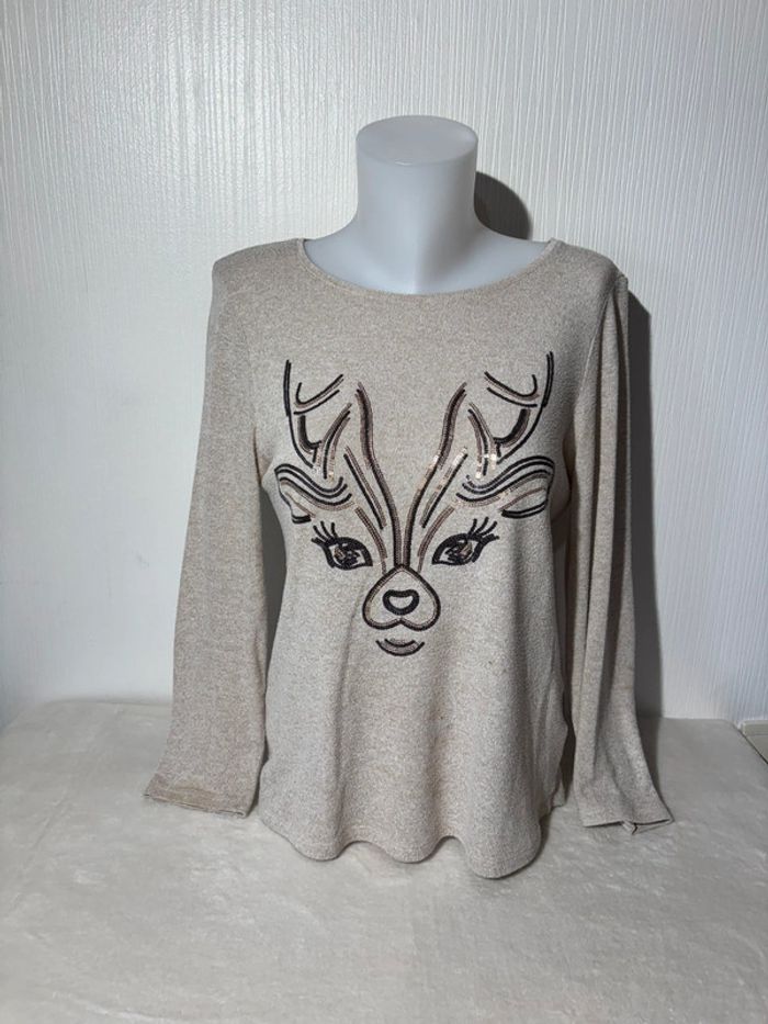 Pull Armand Thiery Beige Rennes Pailleté Taille M