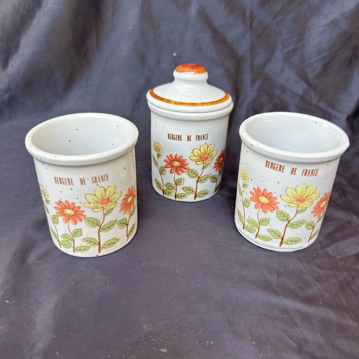 Trio de pots à épices vintage en grès Bergère de France - photo numéro 7