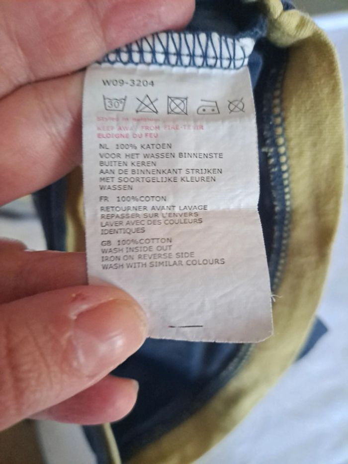 Polo manche longue bleu foncé et jaune 3 mois coton - photo numéro 5