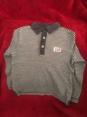 Polo Okaidi 6 ans gris rayé manches longues