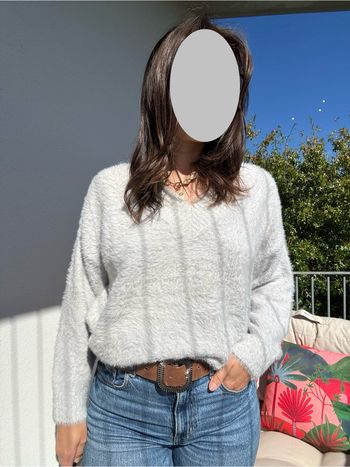 Pull duveteux blanc Stradivarius tout doux  – Taille S