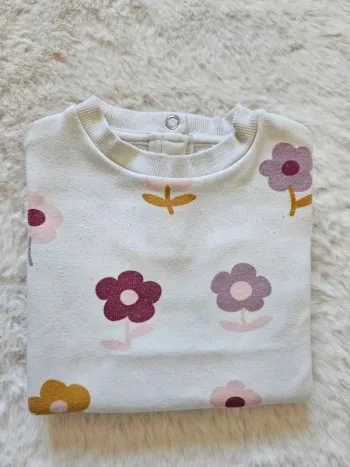 🤍Sweat bébé fleurs blanc GÉMO 18 mois coton🤍