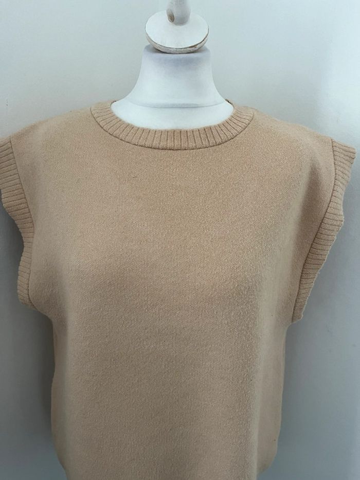 Pull sans manche beige Zara S - photo numéro 3