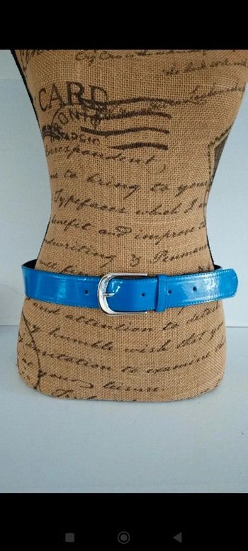 Ceinture bleu boucle argenté femme 95 cm