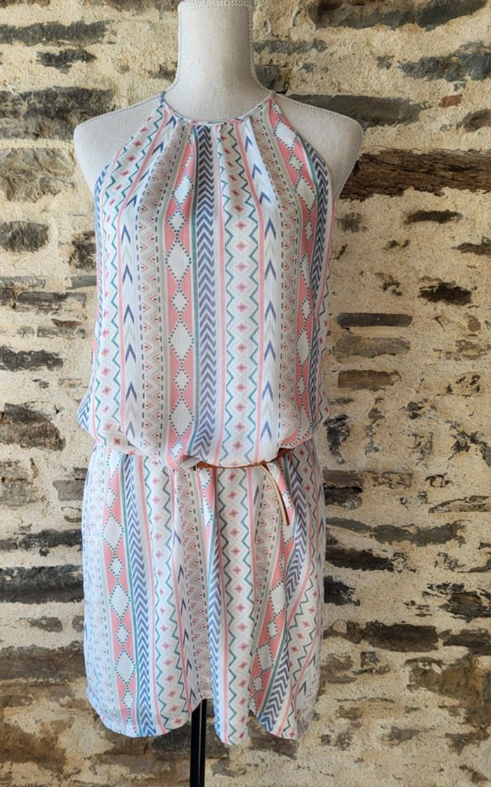 Robe sans manches à motifs rose écru bleu Lpb Taille M ou 38 - photo numéro 2