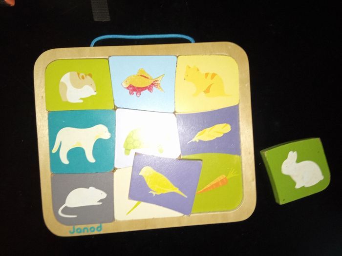 Puzzle en bois enfant, animaux janod 9 morceaux, dès 2 ans, - photo numéro 1