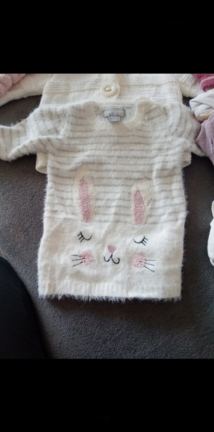 Lot ŕobe gilet moufles filles 3 mois - photo numéro 3