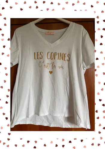 T-shirt blanc col v April Vintage