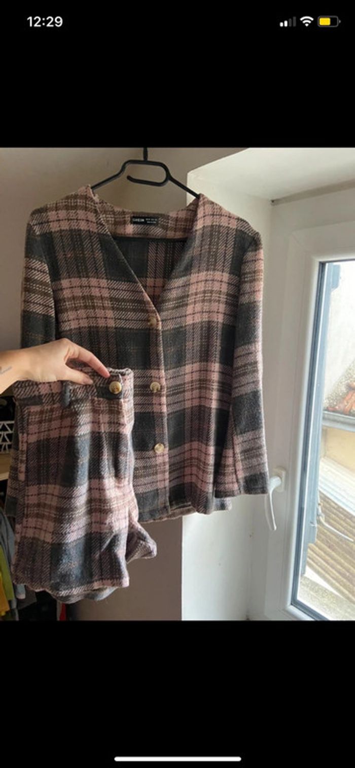Ensemble short et chemise à carreaux - photo numéro 2