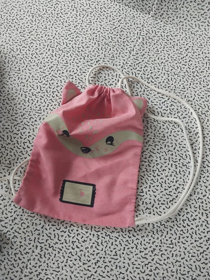 Lot sac à dos + sac pochon enfant motif renard rose 🦊 - photo numéro 3