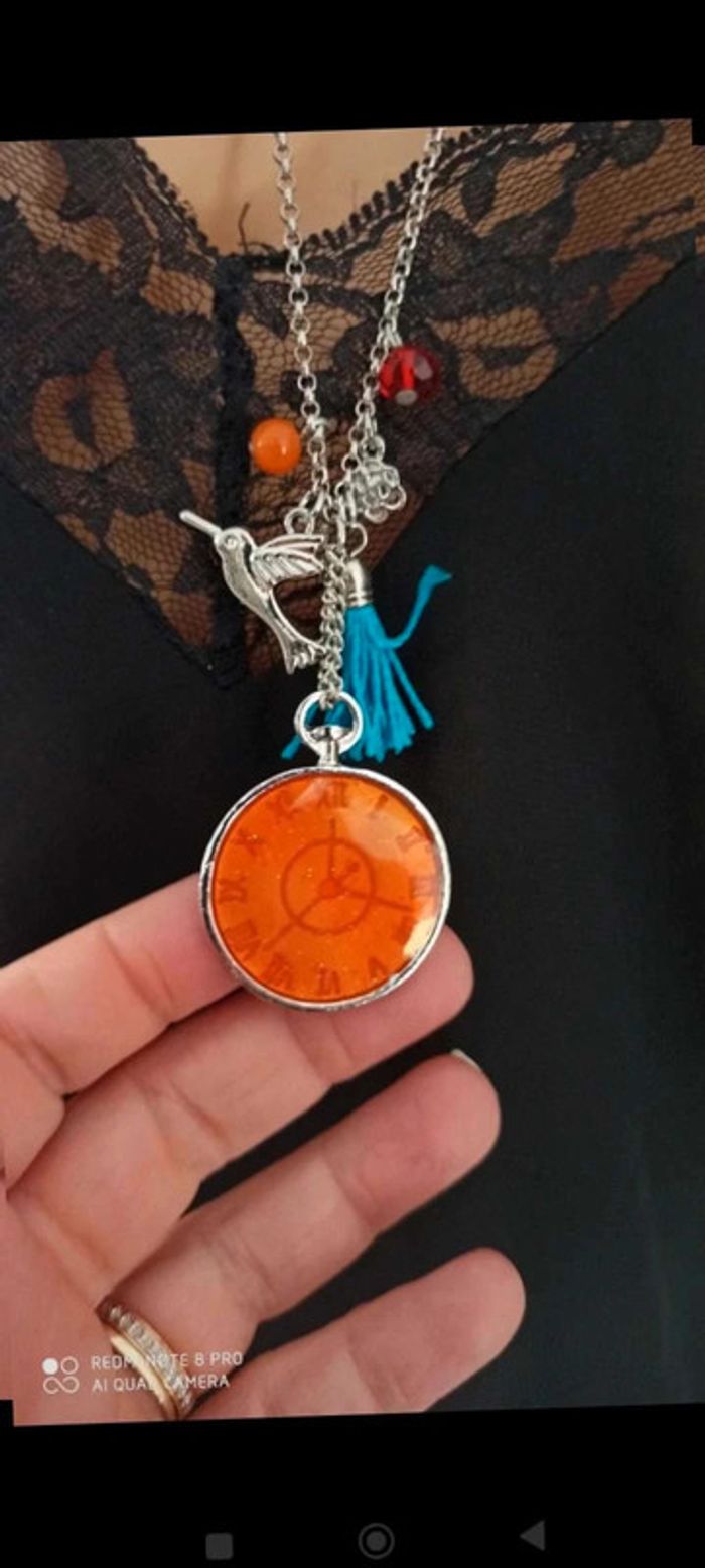 Collier horloge oiseau - photo numéro 2