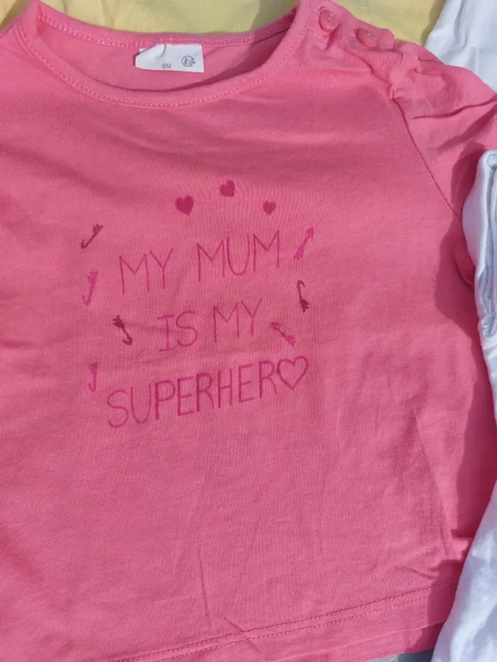 Lot 9 mois 6 t-shirts fille - photo numéro 8