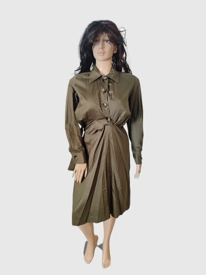 Robe longue Zara kaki taille L - Parfaite pour l'automne ! - photo numéro 2