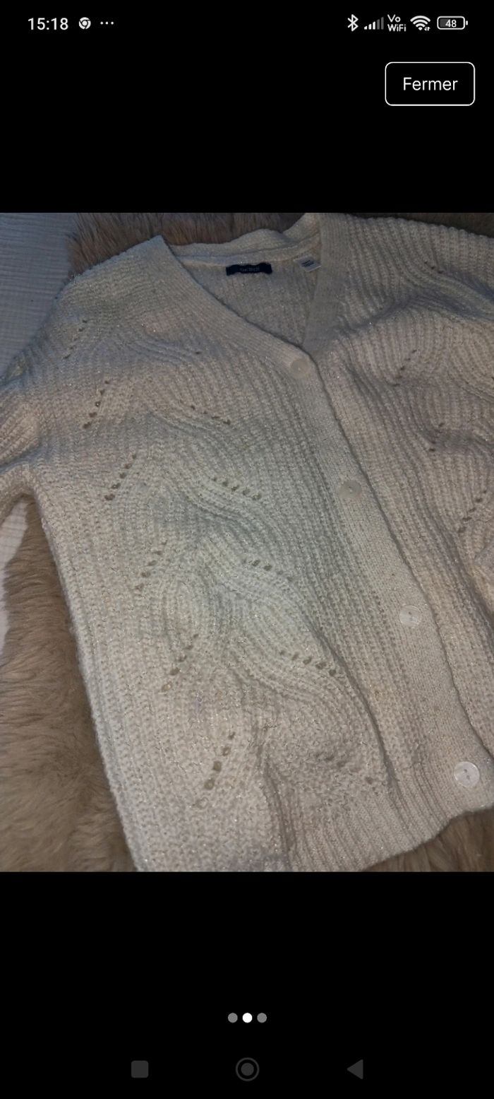 Gilet fille blanc et doré okaidi 12 ans - photo numéro 2