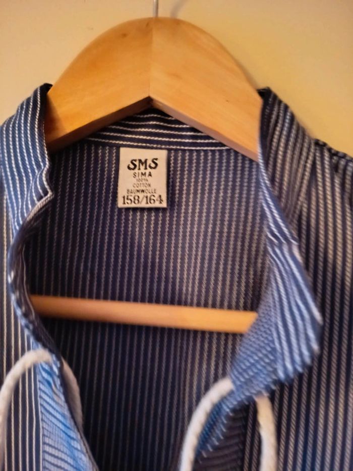 Marinière unisex.petite rayures blanches et bleu marine marque sima taille 158/164. Neuf. - photo numéro 3