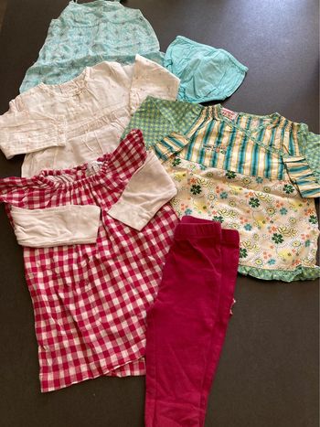 Lot ensemble tunique vêtement bébé fille 12 mois