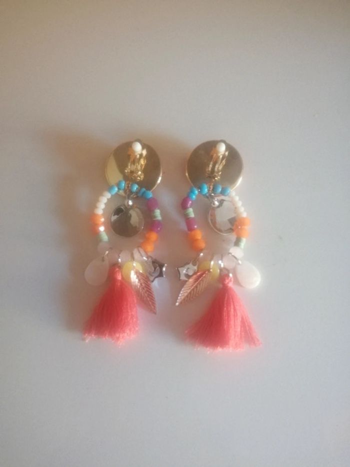 🌸Boucles d'oreilles clips aux couleurs d'été "Ikita" 🌸 - photo numéro 4