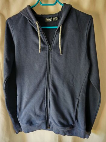 Sweat zippé à capuche bleu marine 