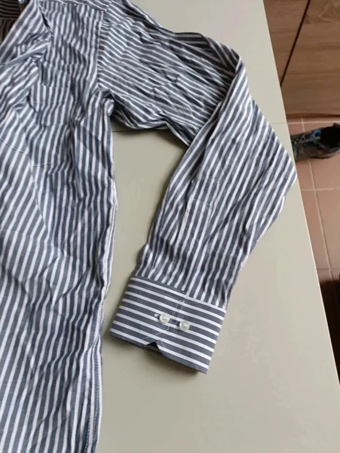 Chemise rayé gris et blanc emporio fashion taille l - photo numéro 9