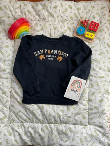 sweat col rond bleu marine imprimé licorne paillettes 8 ans kiabi