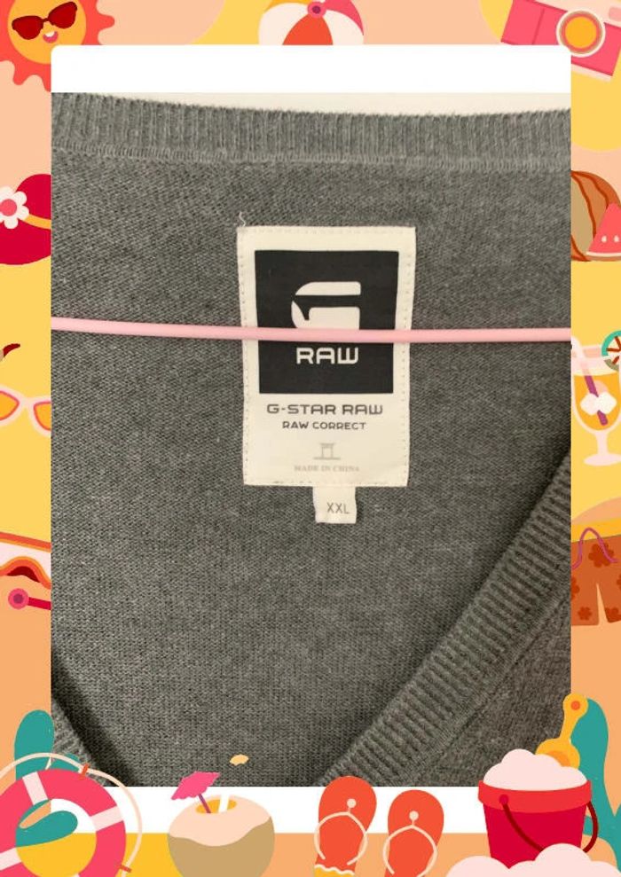 Pull G Star raw très fin manche longue col en V - photo numéro 3