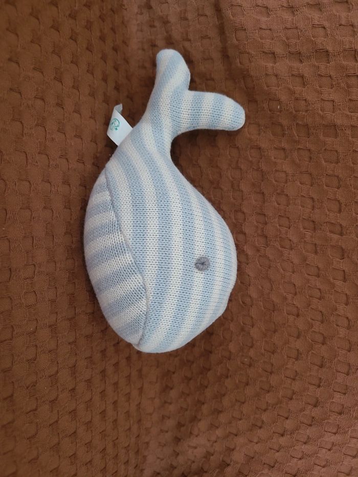 Peluche baleine rayures bleu blanc - photo numéro 3