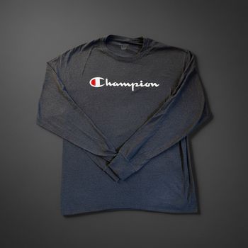 T-shirt manches longues Champion gris anthracite - Logo script - Taille L