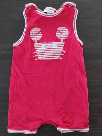 Body combinaison manche courte Obaibi 12 mois rouge crabe marinière