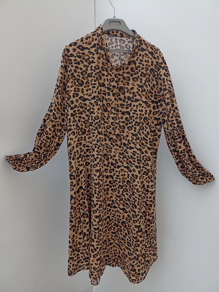 Robe manches longues imprimé léopard - photo numéro 3